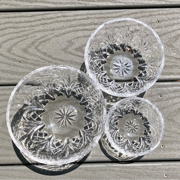 DUBLIN CRYSTAL BOWL SET  3 PIECES DIAMETER: 3 3/4, 5", 6", CRYSTAL COLLECTION - Picture 7 of 10